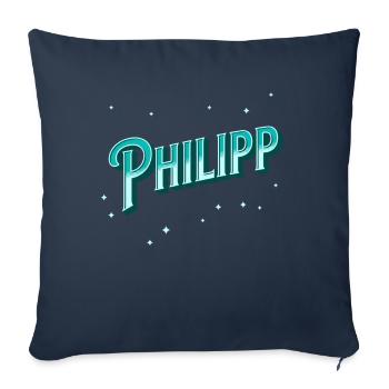 Philipp Namen personalisiert - Sofakissenbezug 45 x 45 cm - Navy - Vorne