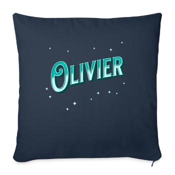 Prénoms Olivier personnalisés - Housse de coussin décorative 45 x 45 cm - bleu marine - Devant