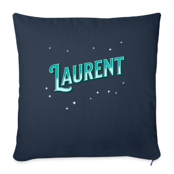 Nom Laurent personnalisé - Housse de coussin décorative 45 x 45 cm - bleu marine - Devant