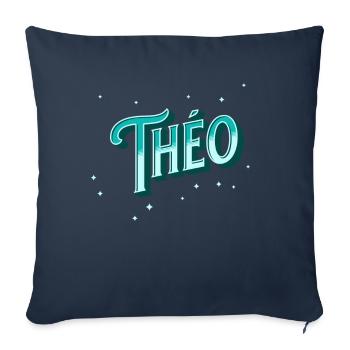 Nom Theo personnalisé - Housse de coussin décorative 45 x 45 cm - bleu marine - Devant