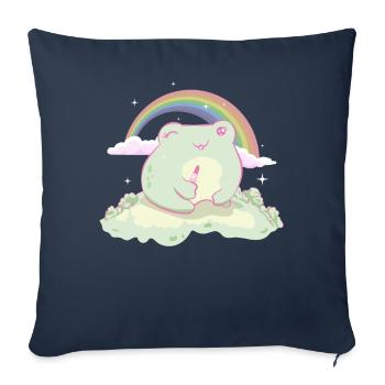 Coquette Aesthetic Pink Kawaii Frog Downtown - Sofa pillowcase 17,3'' x 17,3'' (45 x 45 cm) - navy - Front