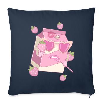 Coquette Aesthetic Pink Strawberry Milk Downtown - Sofa pillowcase 17,3'' x 17,3'' (45 x 45 cm) - navy - Front