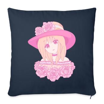 Coquette Aesthetic Pink Anime Girl Downtown - Sofa pillowcase 17,3'' x 17,3'' (45 x 45 cm) - navy - Front