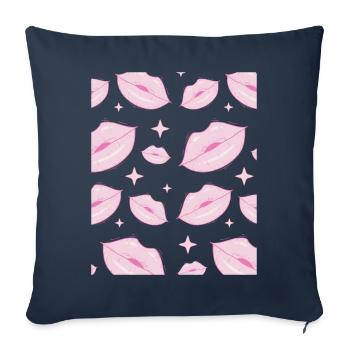 Coquette Aesthetic Pink Kisses Lipstick Downtown - Sofa pillowcase 17,3'' x 17,3'' (45 x 45 cm) - navy - Front