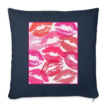 Coquette Aesthetic Pink Kisses Valentines Day Lips - Sofa pillowcase 17,3'' x 17,3'' (45 x 45 cm) - navy - Front