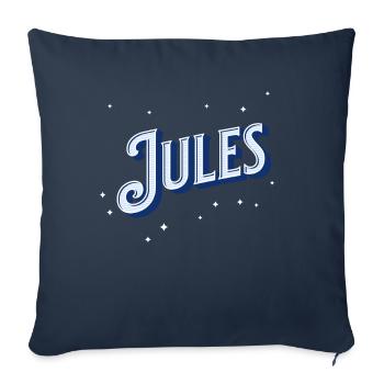 Nom Jules personnalisé - Housse de coussin décorative 45 x 45 cm - bleu marine - Devant