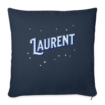 Nom Laurent personnalisé - Housse de coussin décorative 45 x 45 cm - bleu marine - Devant
