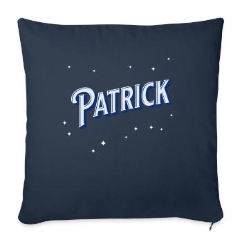 Patrick nom personnalisé - Housse de coussin décorative 45 x 45 cm - bleu marine - Devant