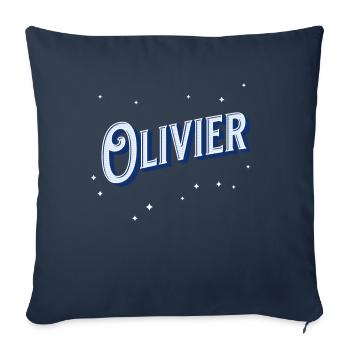 Nom Olivier personnalisé - Housse de coussin décorative 45 x 45 cm - bleu marine - Devant