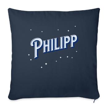 Philipp Namen personalisiert - Sofakissenbezug 45 x 45 cm - Navy - Vorne