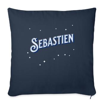 Le prénom de Sébastien personnalisé - Housse de coussin décorative 45 x 45 cm - bleu marine - Devant