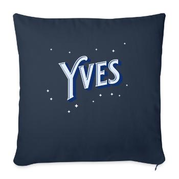 Nom Yves personnalisé - Housse de coussin décorative 45 x 45 cm - bleu marine - Devant