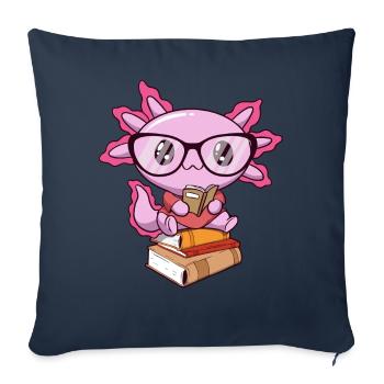 Downtown Girl Aesthetic Kawaii Axolotl Bookworm - Sofa pillowcase 17,3'' x 17,3'' (45 x 45 cm) - navy - Front