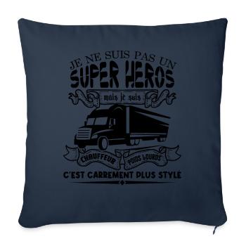 chauffeur camion | Fan de Camions super héros - Housse de coussin décorative 45 x 45 cm - bleu marine - Devant