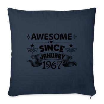 January 1967 | Awesome 1967 | born in January - Housse de coussin décorative 45 x 45 cm - bleu marine - Devant