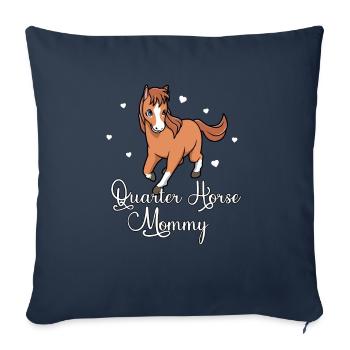 Amoureux des chevaux - Quarter Horse Mommy - Housse de coussin décorative 45 x 45 cm - bleu marine - Devant