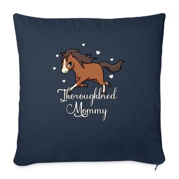 Amoureux des chevaux - Mommy pur-sang - Housse de coussin décorative 45 x 45 cm - bleu marine - Devant