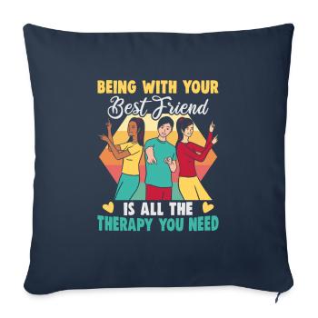 Cadeau d’amitié pour bon ami - Housse de coussin décorative 45 x 45 cm - bleu marine - Devant