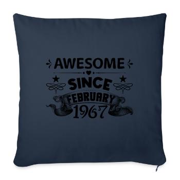 February 1967 | Awesome 1967 | born in February - Housse de coussin décorative 45 x 45 cm - bleu marine - Devant