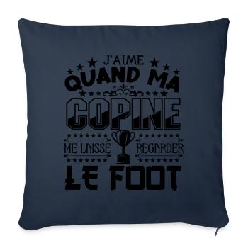 Le Foot | Ma Copine et Le football - Housse de coussin décorative 45 x 45 cm - bleu marine - Devant