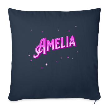 Nom Amelia personnalisé - Housse de coussin décorative 45 x 45 cm - bleu marine - Devant