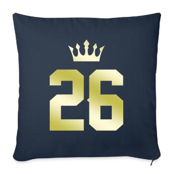 26 Number crown - Sofa pillowcase 17,3'' x 17,3'' (45 x 45 cm) - navy - Front