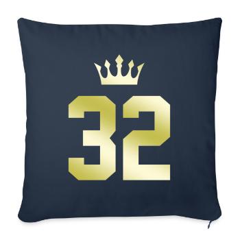 32 Number crown - Sofa pillowcase 17,3'' x 17,3'' (45 x 45 cm) - navy - Front