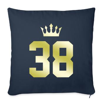 38 Number crown - Sofa pillowcase 17,3'' x 17,3'' (45 x 45 cm) - navy - Front