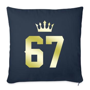 67 Zahl Krone - Sofakissenbezug 45 x 45 cm - Navy - Vorne