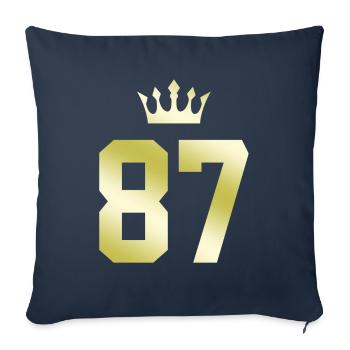 87 Couronne numérique - Housse de coussin décorative 45 x 45 cm - bleu marine - Devant