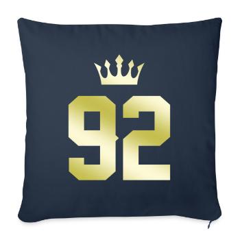 92 Number crown - Sofa pillowcase 17,3'' x 17,3'' (45 x 45 cm) - navy - Front