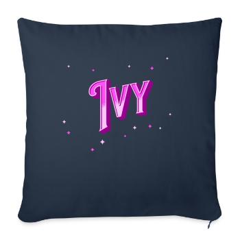 Nom de lierre personnalisé - Housse de coussin décorative 45 x 45 cm - bleu marine - Devant