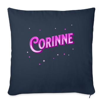 Corinne nom personnalisé - Housse de coussin décorative 45 x 45 cm - bleu marine - Devant