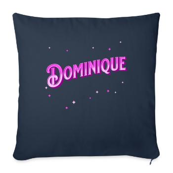Nom Dominique personnalisé - Housse de coussin décorative 45 x 45 cm - bleu marine - Devant