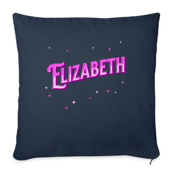Nom Elizabeth personnalisé - Housse de coussin décorative 45 x 45 cm - bleu marine - Devant