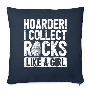 Drôle de fille de chasse aux rochers - Housse de coussin décorative 45 x 45 cm - bleu marine - Devant