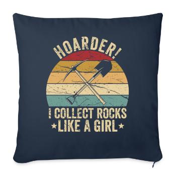 Drôle de fille de chasse aux rochers - Housse de coussin décorative 45 x 45 cm - bleu marine - Devant