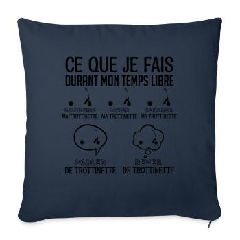 Trottinette | Cadeau fan de Trottinette - Housse de coussin décorative 45 x 45 cm - bleu marine - Devant