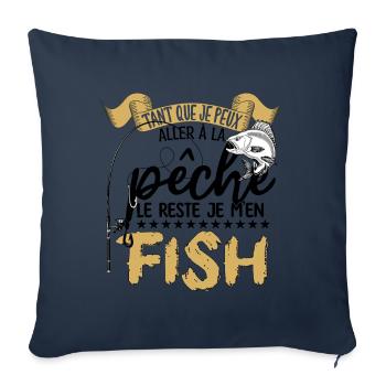je m'en fish | la pêche le reste je m'en fish - Housse de coussin décorative 45 x 45 cm - bleu marine - Devant