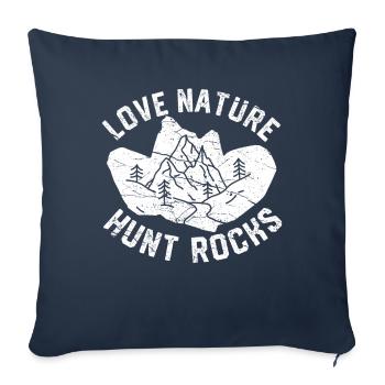 Drôle de géologue à la chasse aux pierres - Housse de coussin décorative 45 x 45 cm - bleu marine - Devant
