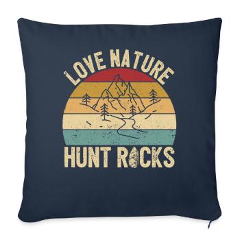 Drôle de géologue à la chasse aux pierres - Housse de coussin décorative 45 x 45 cm - bleu marine - Devant