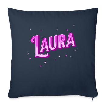 Nom Laura personnalisé - Housse de coussin décorative 45 x 45 cm - bleu marine - Devant