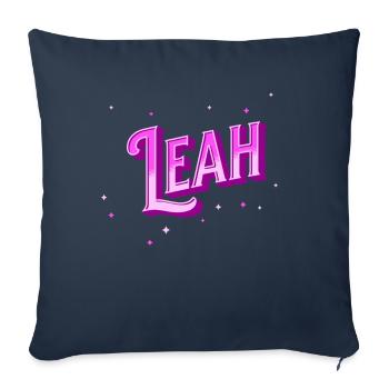 Leah nom personnalisé - Housse de coussin décorative 45 x 45 cm - bleu marine - Devant