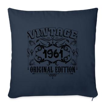 1961 | Vintage Aged Original 1961 birthday gift - Sofa pillowcase 17,3'' x 17,3'' (45 x 45 cm) - navy - Front