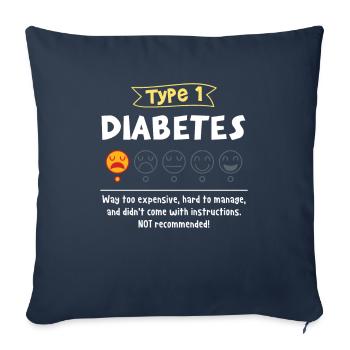 Awareness of type 1 diabetes - Sofa pillowcase 17,3'' x 17,3'' (45 x 45 cm) - navy - Front