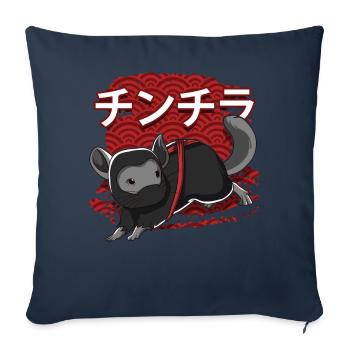 Ninja Chinchilla - Housse de coussin décorative 45 x 45 cm - bleu marine - Devant