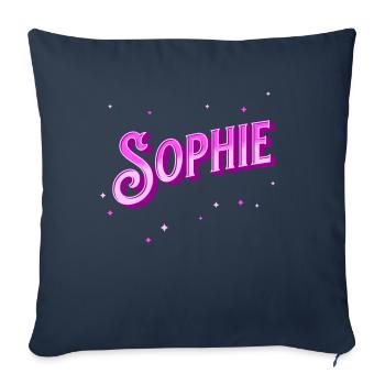 Nom Sophie personnalisé - Housse de coussin décorative 45 x 45 cm - bleu marine - Devant