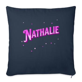 Le prénom de Nathalie personnalisé - Housse de coussin décorative 45 x 45 cm - bleu marine - Devant