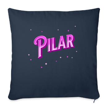 Nom Pilar personnalisé - Housse de coussin décorative 45 x 45 cm - bleu marine - Devant
