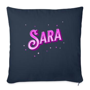 Nom Sara personnalisé - Housse de coussin décorative 45 x 45 cm - bleu marine - Devant